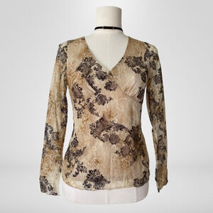 Axcess Womens Y2K Babydoll Top Size Small Fairy Whimsigoth Floral Lace Coquette